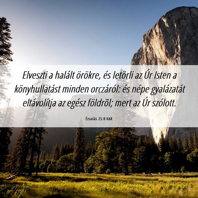 Picture 06 - Ézsaiás 25:8 KAR - Elveszti a halált örökre, és letörli az Úr - Bible Verse Picture