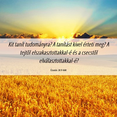 Picture 06 - Ézsaiás 28:9 KAR - Kit tanít tudományra? A tanítást kivel - Bible Verse Picture