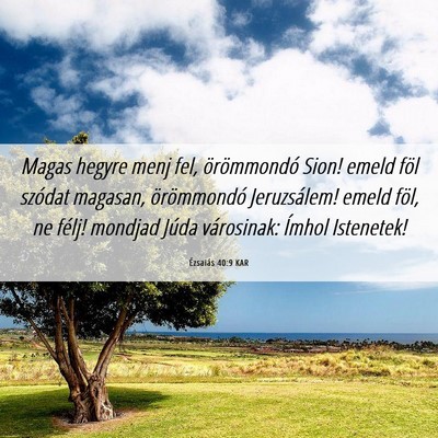 Picture 06 - Ézsaiás 40:9 KAR - Magas hegyre menj fel, örömmondó Sion! emeld - Bible Verse Picture
