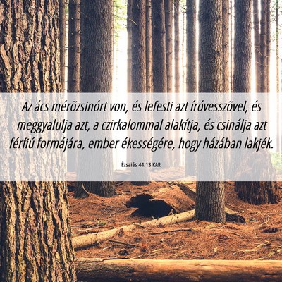 Picture 06 - Ézsaiás 44:13 KAR - Az ács mérõzsinórt von, és lefesti azt - Bible Verse Picture