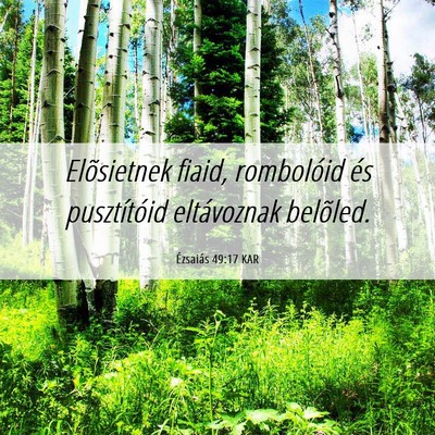 Picture 06 - Ézsaiás 49:17 KAR - Elõsietnek fiaid, rombolóid és pusztítóid - Bible Verse Picture