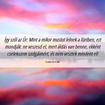 Picture 06 - Ézsaiás 65:8 KAR - Így szól az Úr: Mint a mikor mustot lelnek a - Bible Verse Picture