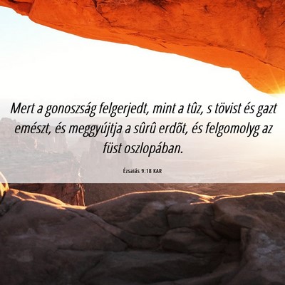 Picture 06 - Ézsaiás 9:18 KAR - Mert a gonoszság felgerjedt, mint a tûz, s - Bible Verse Picture