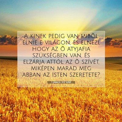 Picture 07 - 1 János 3:17 KAR - A kinek pedig van mibõl élnie e világon, és - Bible Verse Picture