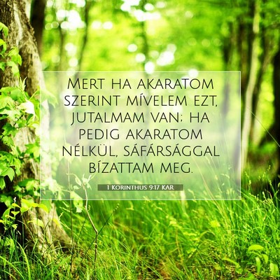 Picture 07 - 1 Korinthus 9:17 KAR - Mert ha akaratom szerint mívelem ezt, jutalmam - Bible Verse Picture