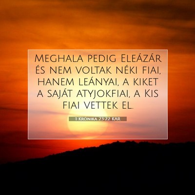 Picture 07 - 1 Krónika 23:22 KAR - Meghala pedig Eleázár és nem voltak néki - Bible Verse Picture