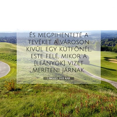 Picture 07 - 1 Mózes 24:11 KAR - És megpihenteté a tevéket a városon kivûl - Bible Verse Picture