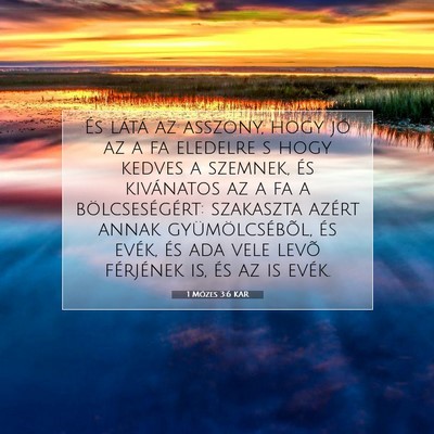 Picture 07 - 1 Mózes 3:6 KAR - És látá az asszony, hogy jó az a fa eledelre - Bible Verse Picture