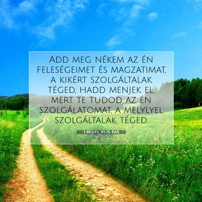 Picture 07 - 1 Mózes 30:26 KAR - Add meg nékem az én feleségeimet és - Bible Verse Picture