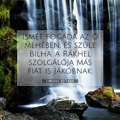 Picture 07 - 1 Mózes 30:7 KAR - Ismét fogada az õ méhében, és szûle Bilha, - Bible Verse Picture