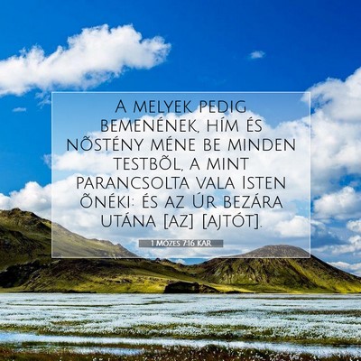 Picture 07 - 1 Mózes 7:16 KAR - A melyek pedig bemenének, hím és nõstény - Bible Verse Picture