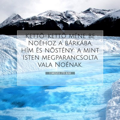 Picture 07 - 1 Mózes 7:9 KAR - Kettõ-kettõ méne be Noéhoz a bárkába, hím - Bible Verse Picture