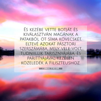 Picture 07 - 1 Sámuel 17:40 KAR - És kezébe vette botját, és kiválasztván - Bible Verse Picture