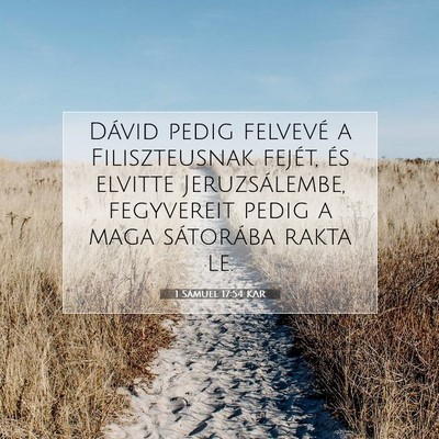 Picture 07 - 1 Sámuel 17:54 KAR - Dávid pedig felvevé a Filiszteusnak fejét, és - Bible Verse Picture