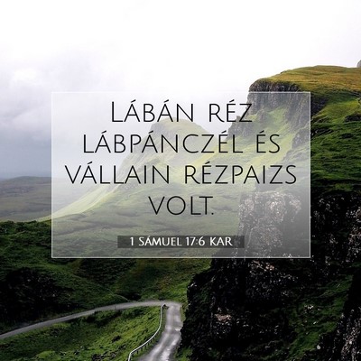 Picture 07 - 1 Sámuel 17:6 KAR - Lábán réz lábpánczél és vállain rézpaizs - Bible Verse Picture