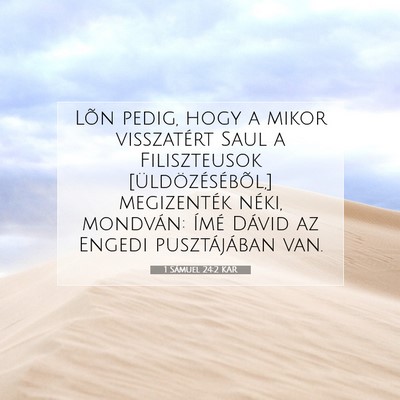 Picture 07 - 1 Sámuel 24:2 KAR - Lõn pedig, hogy a mikor visszatért Saul a - Bible Verse Picture