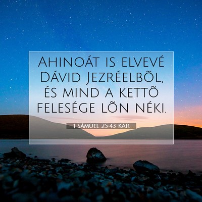 Picture 07 - 1 Sámuel 25:43 KAR - Ahinoát is elvevé Dávid Jezréelbõl, és mind - Bible Verse Picture