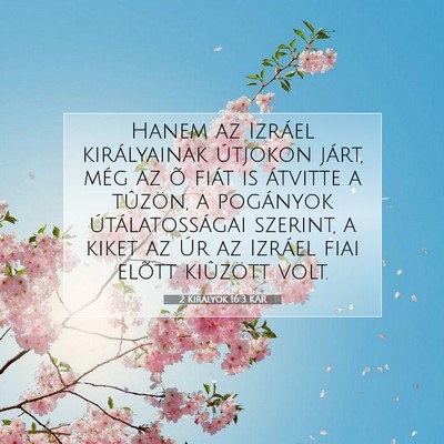Picture 07 - 2 Királyok 16:3 KAR - Hanem az Izráel királyainak útjokon járt, - Bible Verse Picture