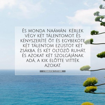 Picture 07 - 2 Királyok 5:23 KAR - És monda Naámán: Kérlek végy két - Bible Verse Picture