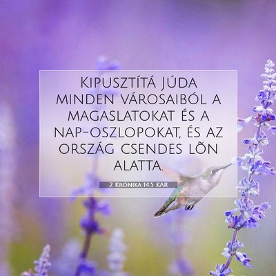 Picture 07 - 2 Krónika 14:5 KAR - Kipusztítá Júda minden városaiból a - Bible Verse Picture