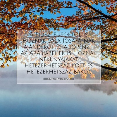 Picture 07 - 2 Krónika 17:11 KAR - A Filiszteusoktól is hoznak vala Jósafátnak - Bible Verse Picture