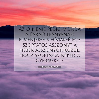 Picture 07 - 2 Mózes 2:7 KAR - Az õ nénje pedig monda a Faraó leányának: - Bible Verse Picture