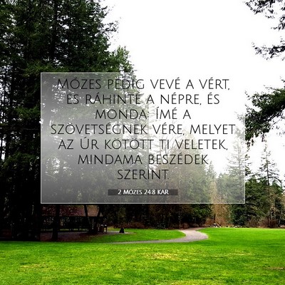 Picture 07 - 2 Mózes 24:8 KAR - Mózes pedig vevé a vért, és ráhinté a - Bible Verse Picture