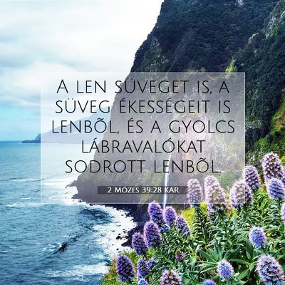 Picture 07 - 2 Mózes 39:28 KAR - A len süveget is, a süveg ékességeit is - Bible Verse Picture