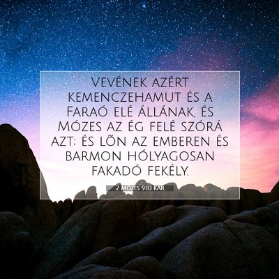 Picture 07 - 2 Mózes 9:10 KAR - Vevének azért kemenczehamut és a Faraó elé - Bible Verse Picture