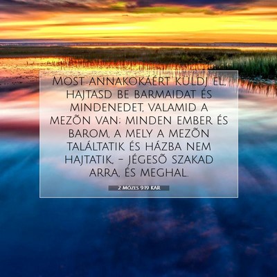 Picture 07 - 2 Mózes 9:19 KAR - Most annakokáért küldj el, hajtasd be - Bible Verse Picture