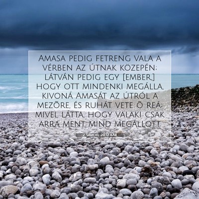 Picture 07 - 2 Sámuel 20:12 KAR - Amasa pedig fetreng vala a vérben az útnak - Bible Verse Picture