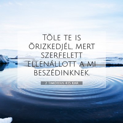 Picture 07 - 2 Timóteus 4:15 KAR - Tõle te is õrizkedjél, mert szerfelett - Bible Verse Picture