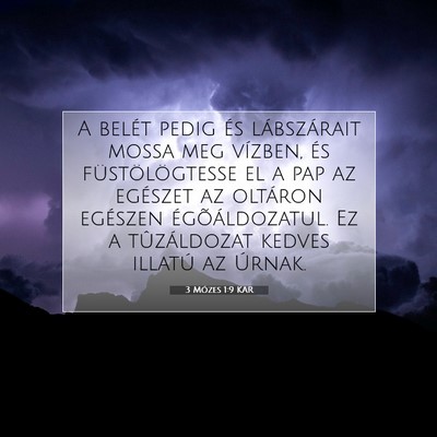 Picture 07 - 3 Mózes 1:9 KAR - A belét pedig és lábszárait mossa meg - Bible Verse Picture