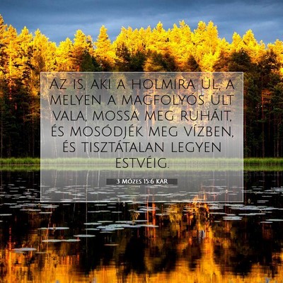 Picture 07 - 3 Mózes 15:6 KAR - Az is, aki a holmira ül, a melyen a magfolyós - Bible Verse Picture