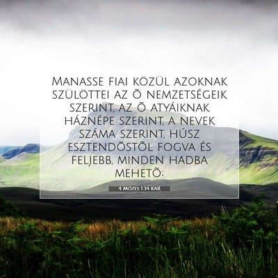Picture 07 - 4 Mózes 1:34 KAR - Manasse fiai közül azoknak szülöttei az õ - Bible Verse Picture