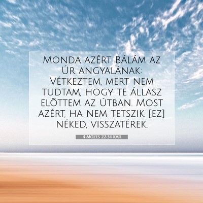 Picture 07 - 4 Mózes 22:34 KAR - Monda azért Bálám az Úr angyalának: - Bible Verse Picture