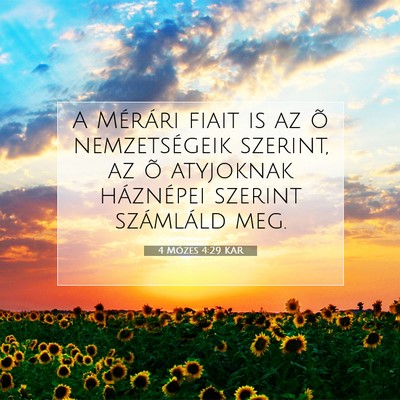 Picture 07 - 4 Mózes 4:29 KAR - A Mérári fiait is az õ nemzetségeik szerint, - Bible Verse Picture