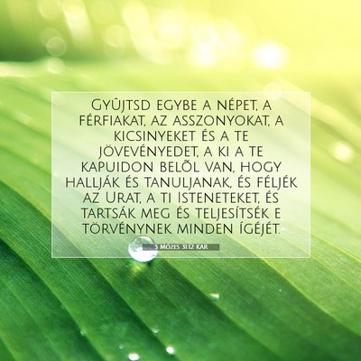 Picture 07 - 5 Mózes 31:12 KAR - Gyûjtsd egybe a népet, a férfiakat, az - Bible Verse Picture