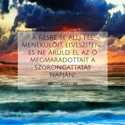 Picture 07 - Abdiás 1:14 KAR - A résre se állj fel menekülõit elveszíteni; - Bible Verse Picture