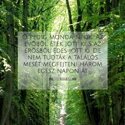 Picture 07 - Bírák 14:14 KAR - Õ pedig monda nékik: Az evõbõl étek jött ki - Bible Verse Picture