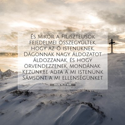 Picture 07 - Bírák 16:23 KAR - És mikor a Filiszteusok fejedelmei - Bible Verse Picture