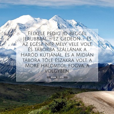 Picture 07 - Bírák 7:1 KAR - Felkele pedig jó reggel Jerubbaál - ez Gedeon - - Bible Verse Picture