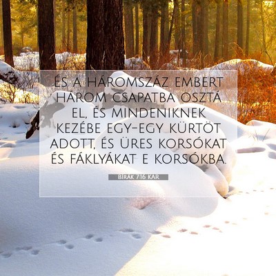 Picture 07 - Bírák 7:16 KAR - És a háromszáz embert három csapatba osztá - Bible Verse Picture