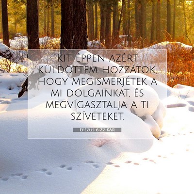 Picture 07 - Efézus 6:22 KAR - Kit éppen azért küldöttem hozzátok, hogy - Bible Verse Picture