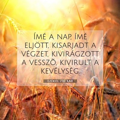 Picture 07 - Ezékiel 7:10 KAR - Ímé a nap, ímé eljött, kisarjadt a végzet, - Bible Verse Picture