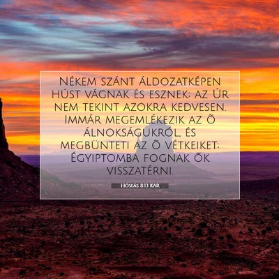 Picture 07 - Hóseás 8:13 KAR - Nékem szánt áldozatképen húst vágnak és - Bible Verse Picture
