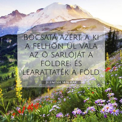 Picture 07 - Jelenések 14:16 KAR - Bocsátá azért, a ki a felhõn ül vala az õ - Bible Verse Picture