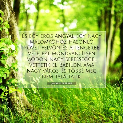 Picture 07 - Jelenések 18:21 KAR - És egy erõs angyal egy nagy malomkõhöz - Bible Verse Picture
