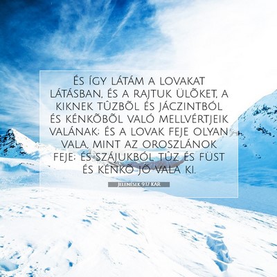 Picture 07 - Jelenések 9:17 KAR - És így látám a lovakat látásban, és a - Bible Verse Picture
