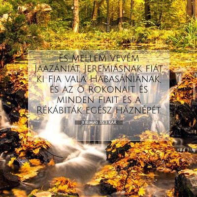 Picture 07 - Jeremiás 35:3 KAR - És mellém vevém Jaazániát, Jeremiásnak - Bible Verse Picture